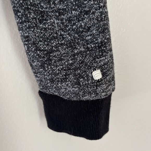 Fabletics Keeva Pullover Black Speckled Tulip Hem Long Sleeve Crop Top | Size S - Picture 6 of 9